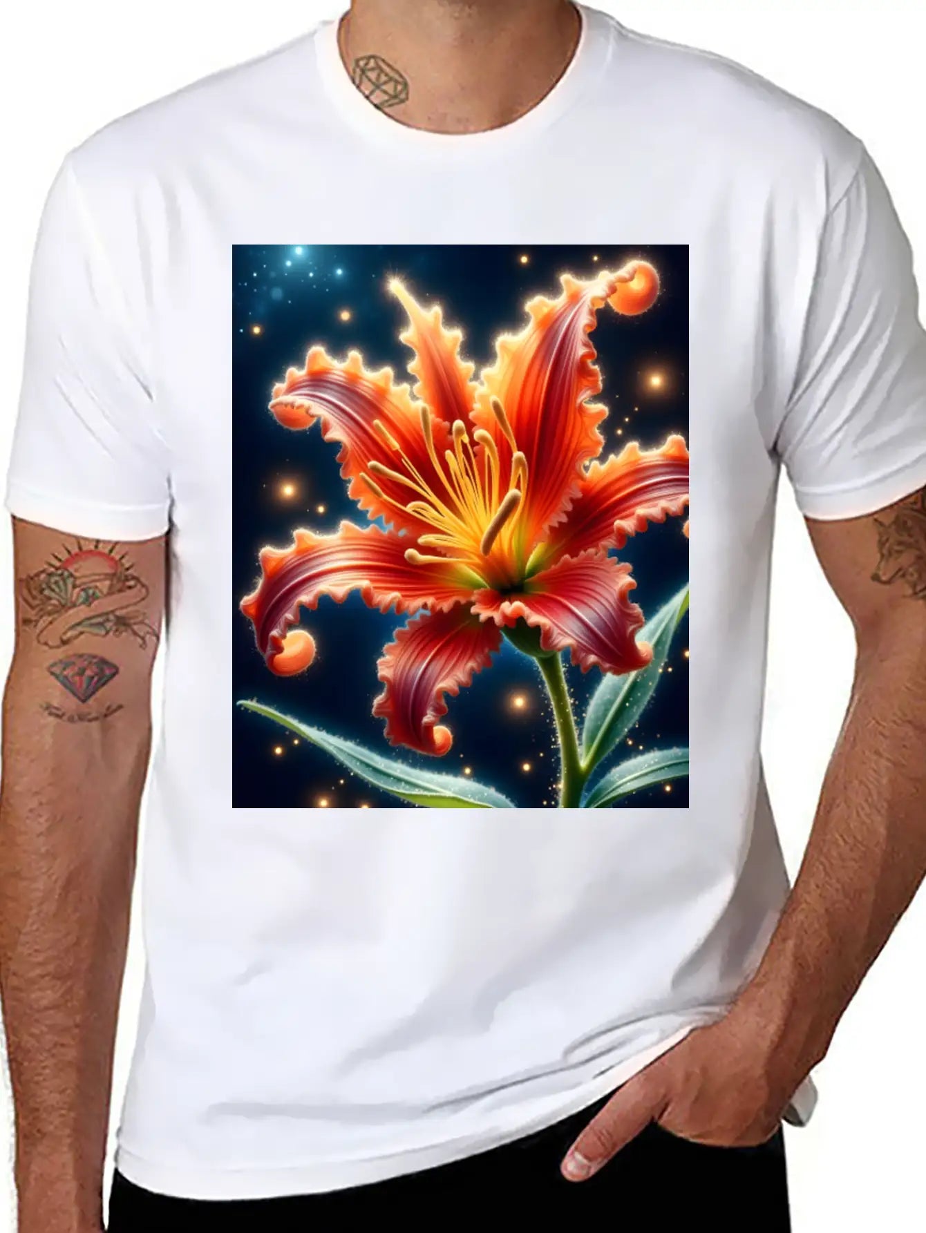 Lily Flower Art Lover Gift Stylish Everyday T-Shirt – Unisex Basic Cotton Tee