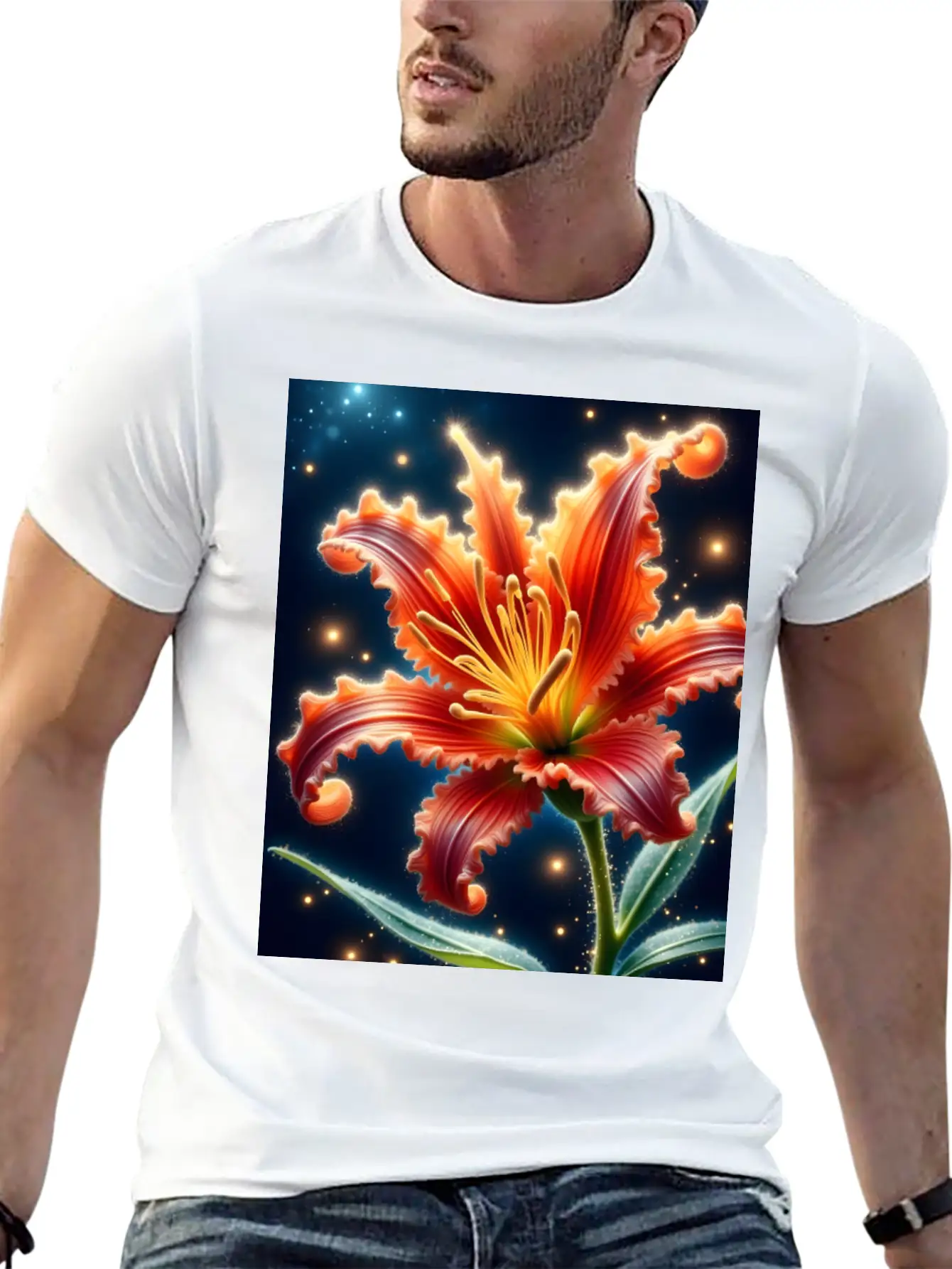 Lily Flower Art Lover Gift Stylish Everyday T-Shirt – Unisex Basic Cotton Tee