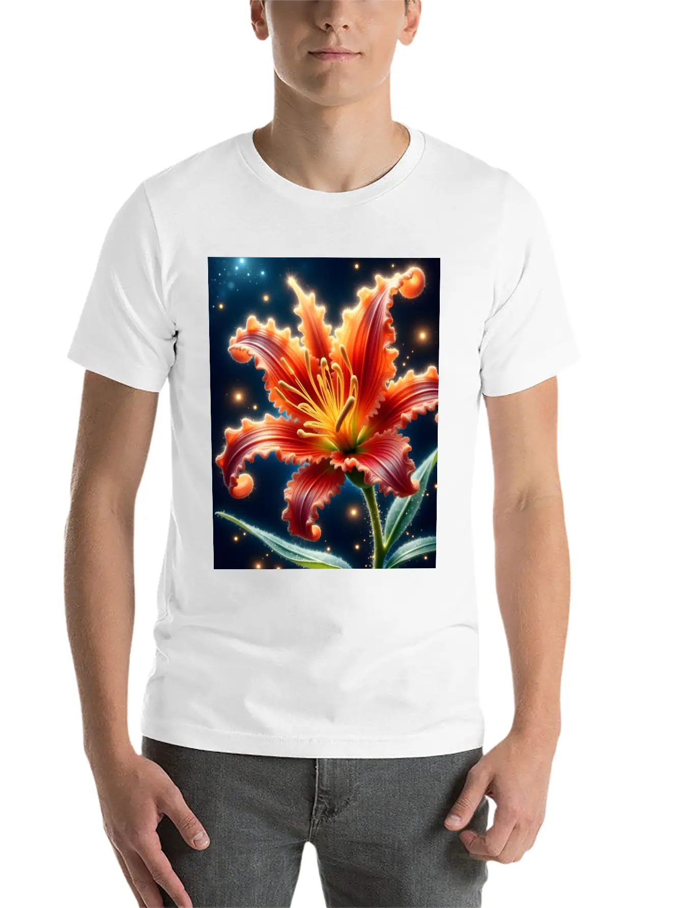 Lily Flower Art Lover Gift Stylish Everyday T-Shirt – Unisex Basic Cotton Tee