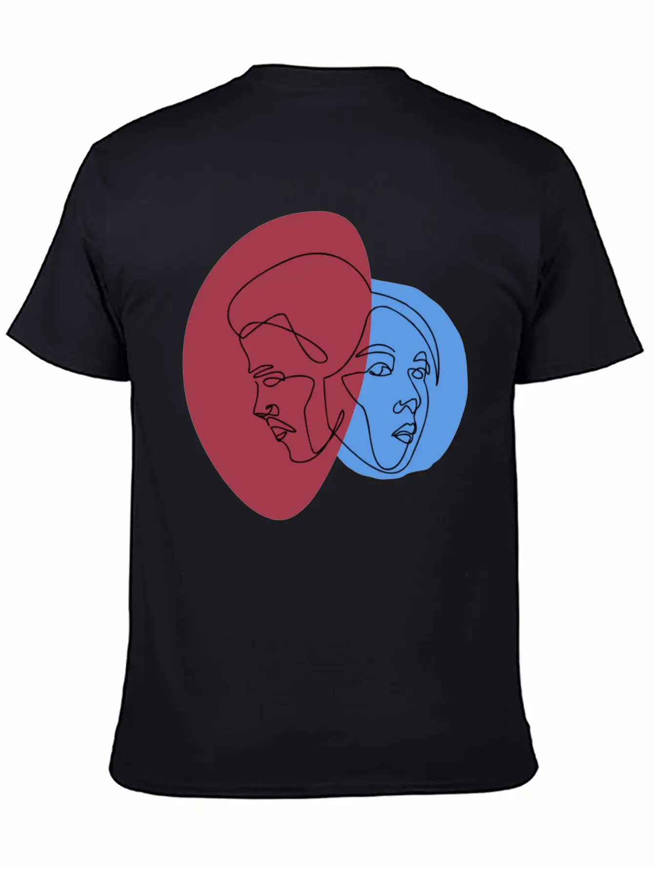 Line Art Lovers Face | Line Art Minimal Faces Unisex Short Sleeve Soft Cotton T-Shirt – Casual Everyday Wear