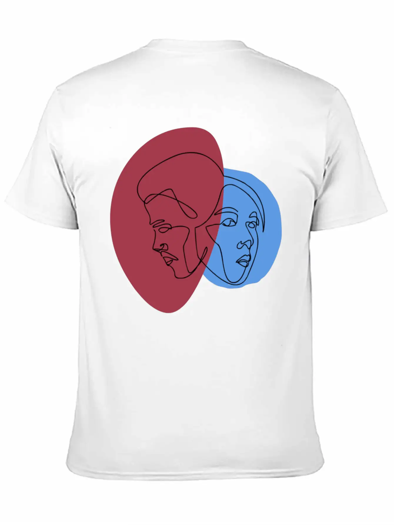 Line Art Lovers Face | Line Art Minimal Faces Unisex Short Sleeve Soft Cotton T-Shirt – Casual Everyday Wear