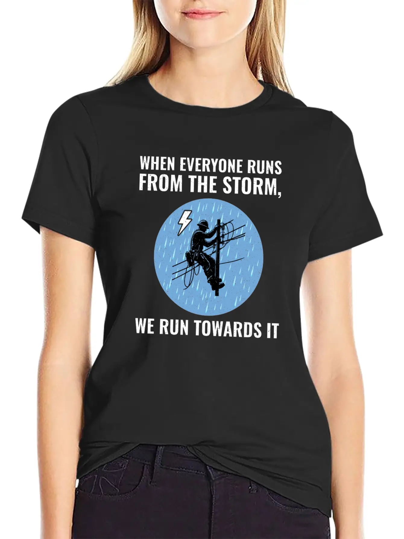Lineman Storm Brave Dedicated Hero Power Grid Stylish Everyday T-Shirt – Unisex Basic Cotton Tee