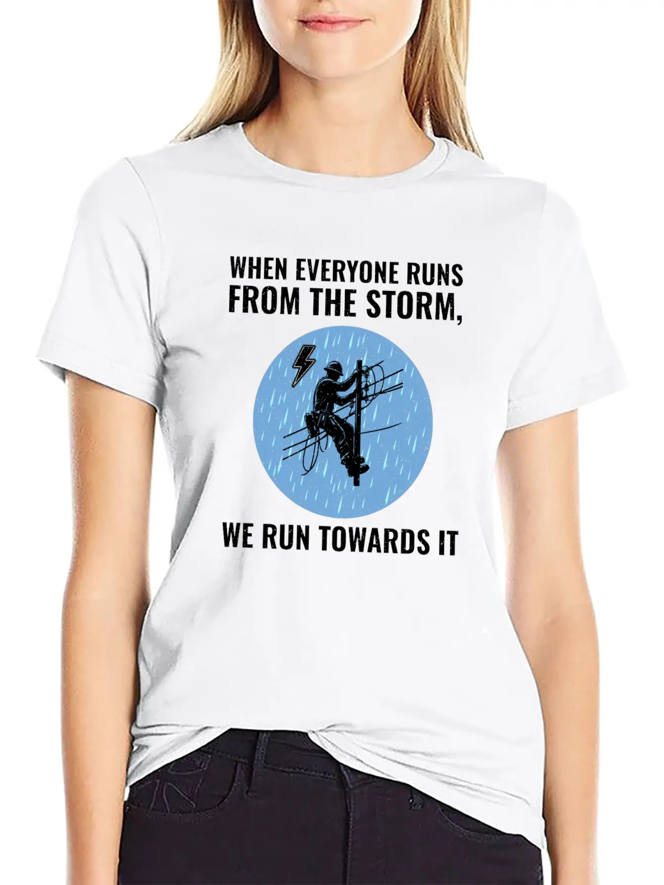 Lineman Storm Brave Dedicated Hero Power Grid Stylish Everyday T-Shirt – Unisex Basic Cotton Tee