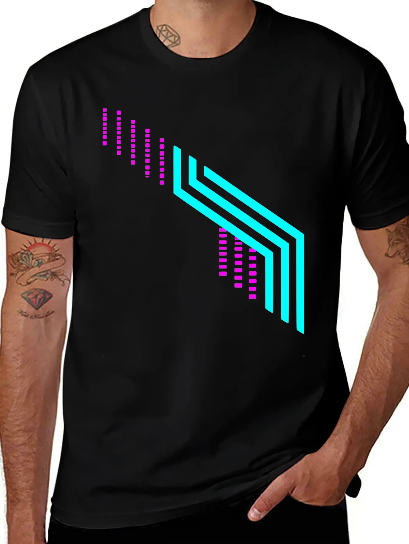 Lines Design Vector Two Color Unisex Short Sleeve Soft Cotton T-Shirt – Casual Everyday Wear