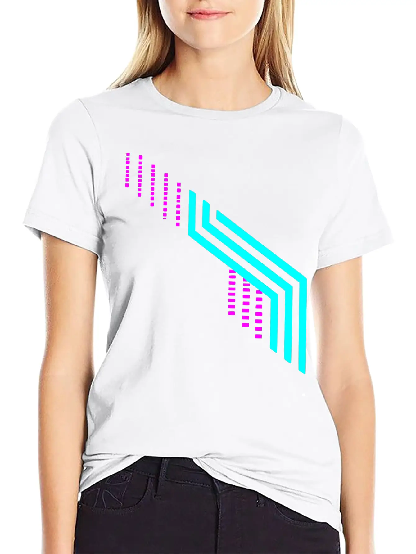 Lines Design Vector Two Color Unisex Short Sleeve Soft Cotton T-Shirt – Casual Everyday Wear