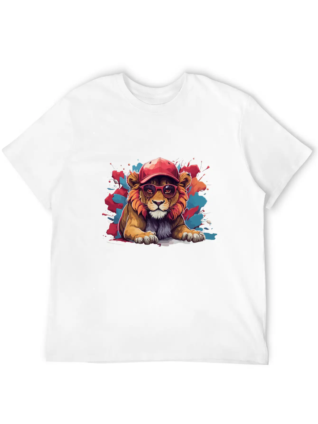 Lion Animal Art I Cool Cute Lion Unisex Short Sleeve Soft Cotton T-Shirt – Casual Everyday Wear
