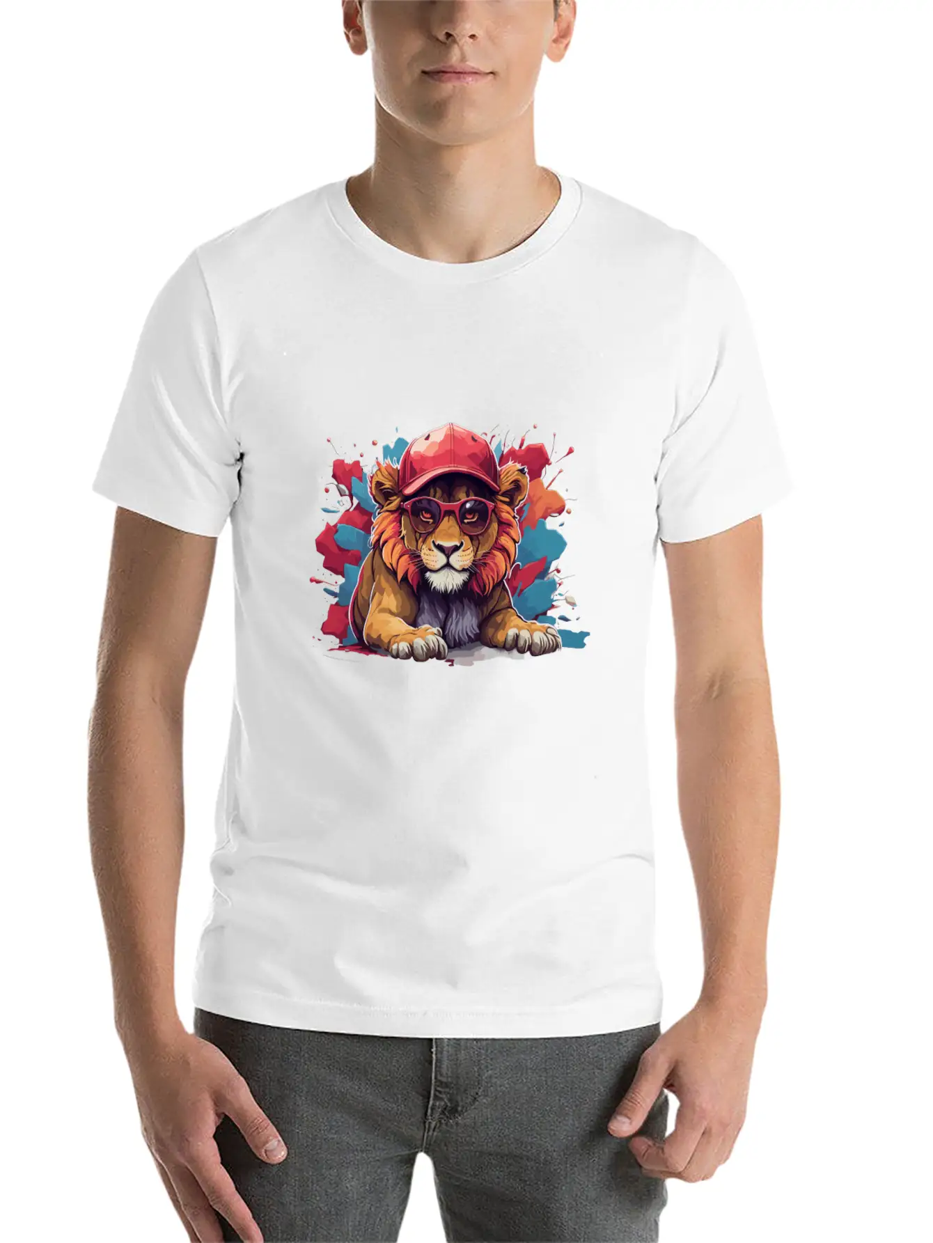 Lion Animal Art I Cool Cute Lion Unisex Short Sleeve Soft Cotton T-Shirt – Casual Everyday Wear