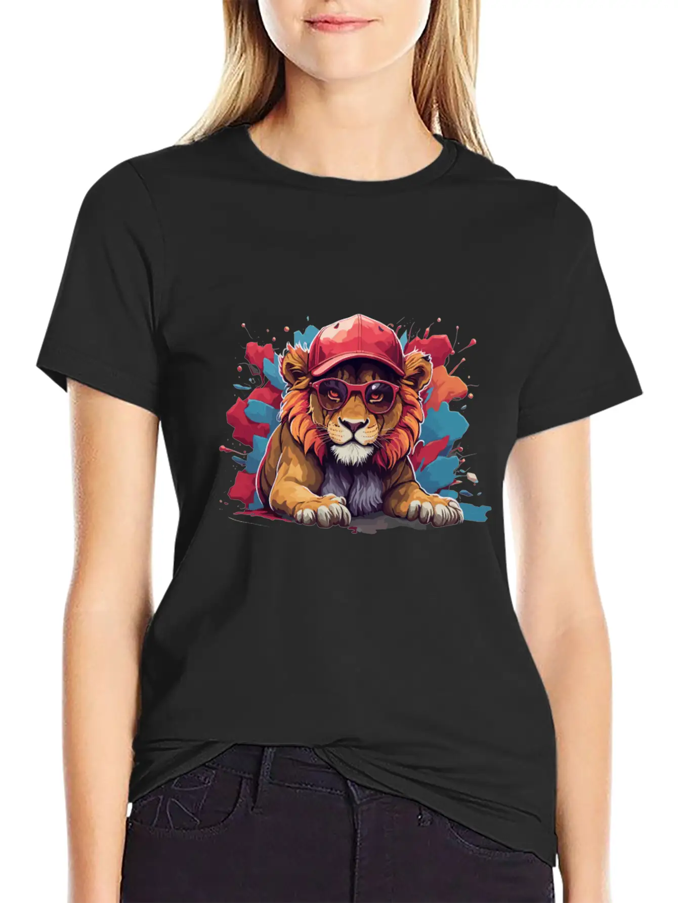 Lion Animal Art I Cool Cute Lion Unisex Short Sleeve Soft Cotton T-Shirt – Casual Everyday Wear