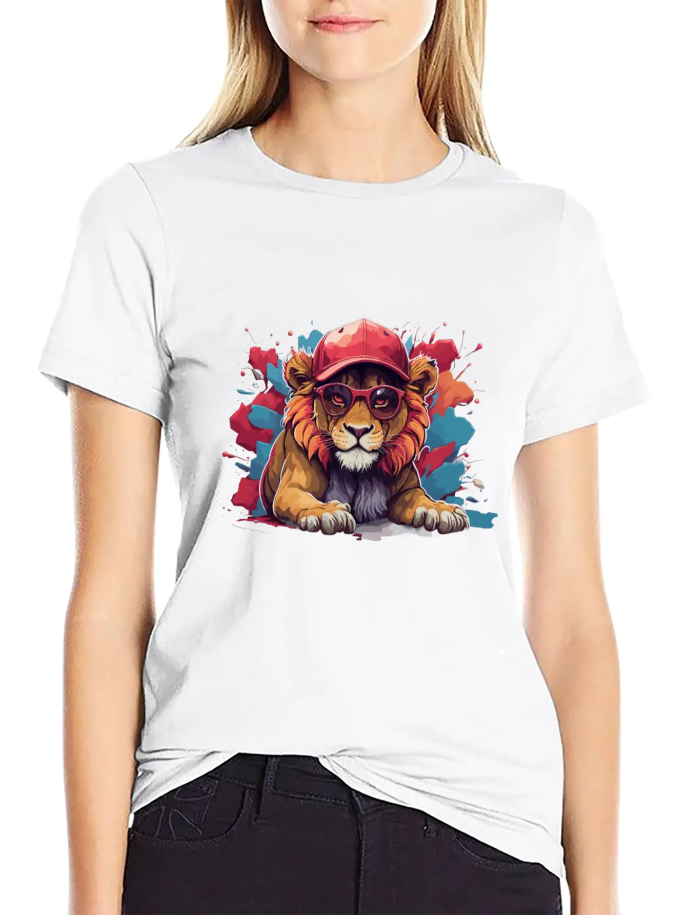 Lion Animal Art I Cool Cute Lion Unisex Short Sleeve Soft Cotton T-Shirt – Casual Everyday Wear