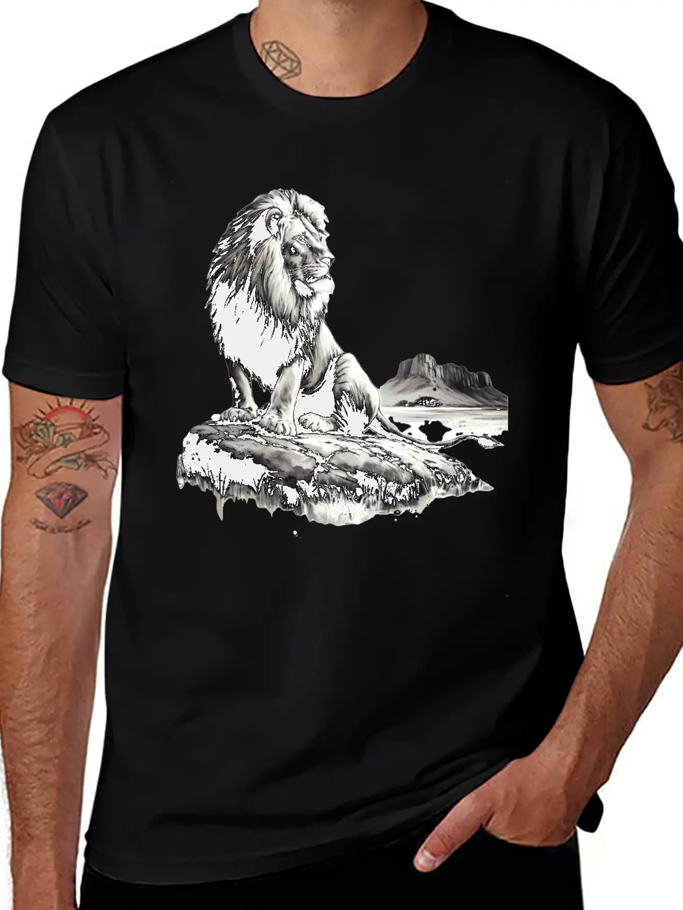 Lion In Canyon Unisex Short Sleeve Soft Cotton T-Shirt – Casual Everyday Wear