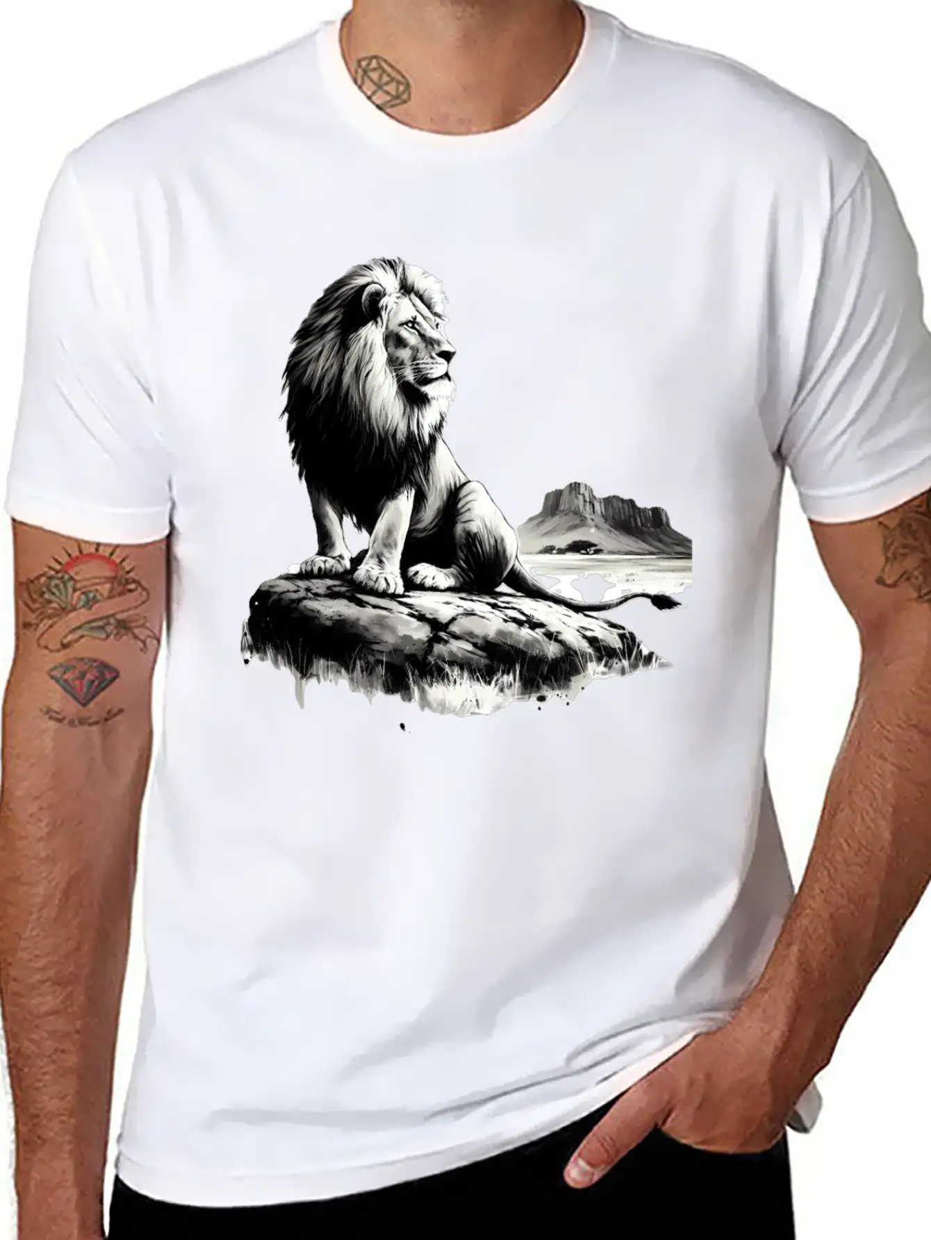 Lion In Canyon Unisex Short Sleeve Soft Cotton T-Shirt – Casual Everyday Wear