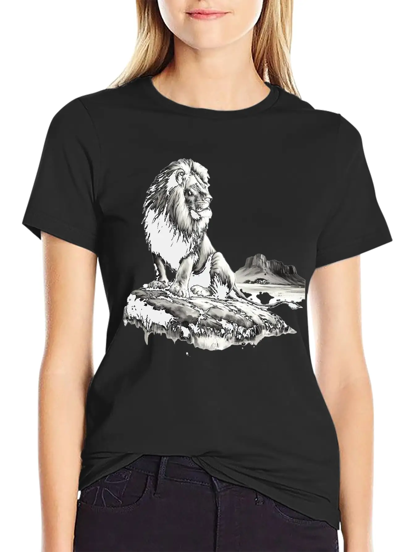 Lion In Canyon Unisex Short Sleeve Soft Cotton T-Shirt – Casual Everyday Wear