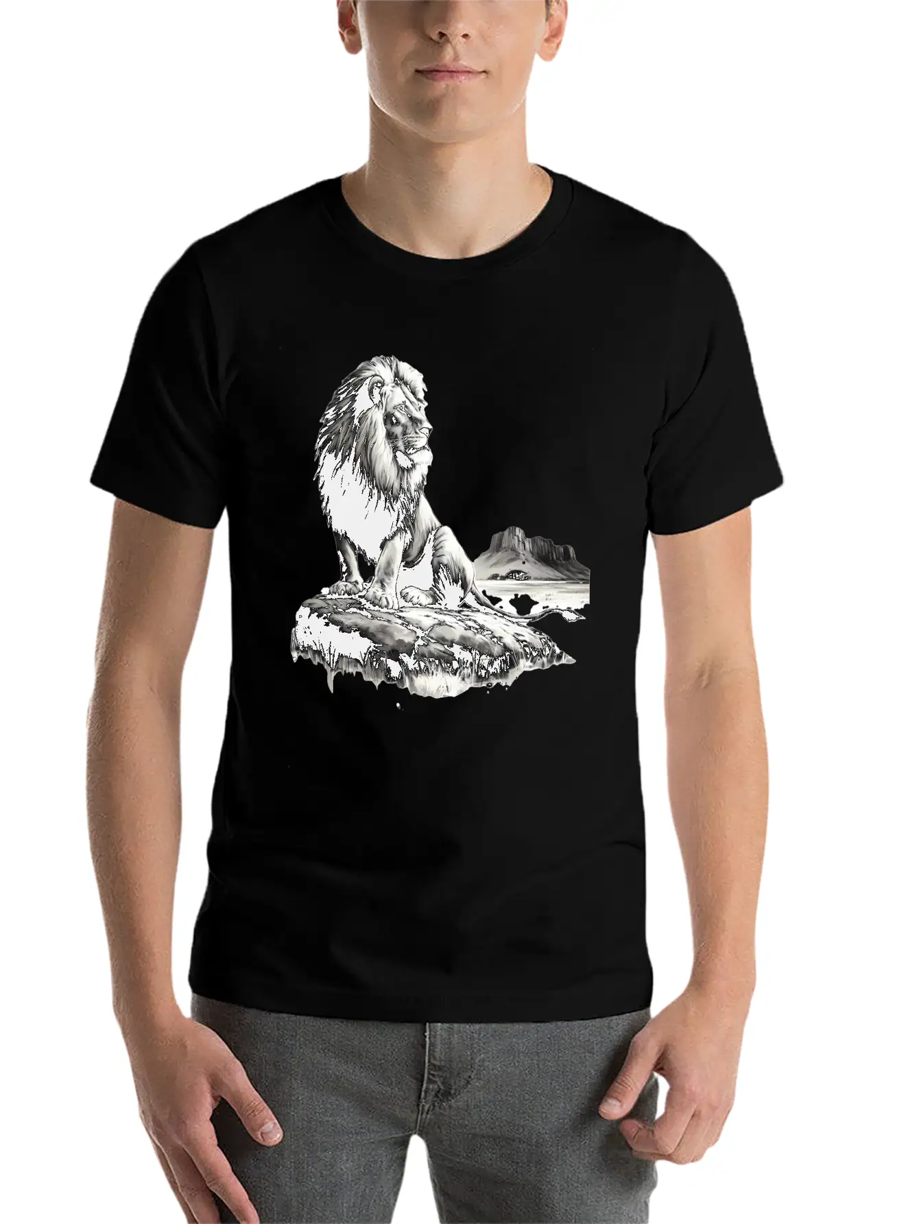 Lion In Canyon Unisex Short Sleeve Soft Cotton T-Shirt – Casual Everyday Wear