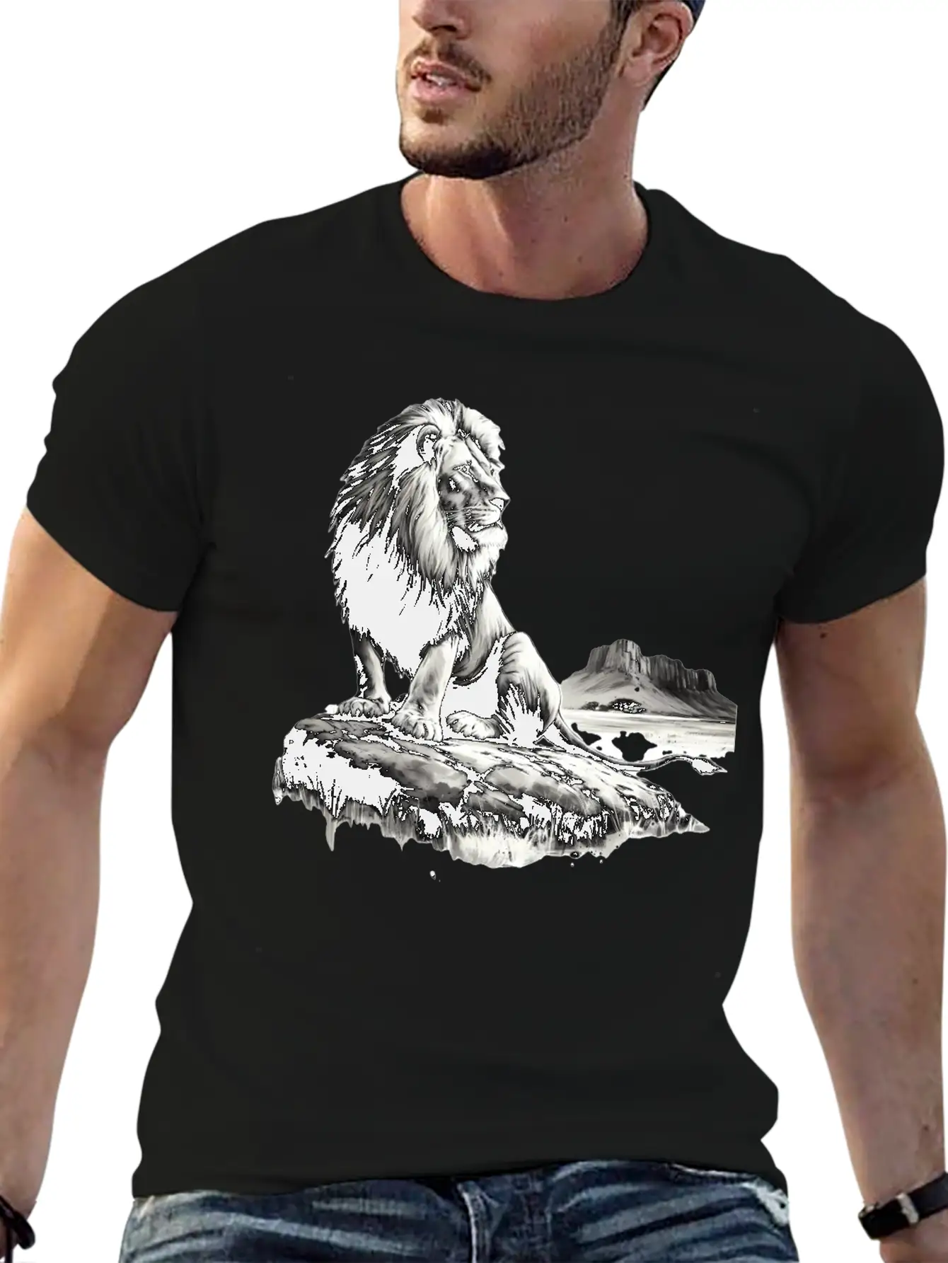 Lion In Canyon Unisex Short Sleeve Soft Cotton T-Shirt – Casual Everyday Wear