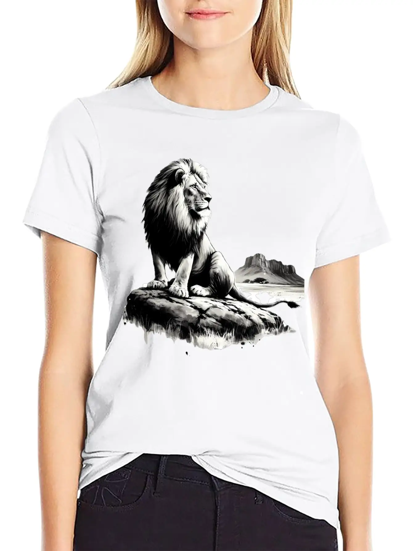 Lion In Canyon Unisex Short Sleeve Soft Cotton T-Shirt – Casual Everyday Wear