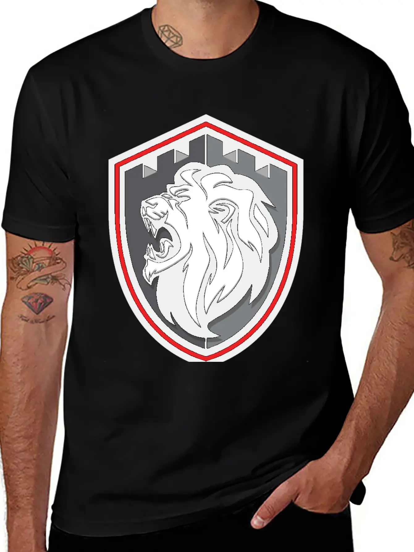 Lion Shield Comfortable Minimalist Graphic Tee – Summer Style Essential