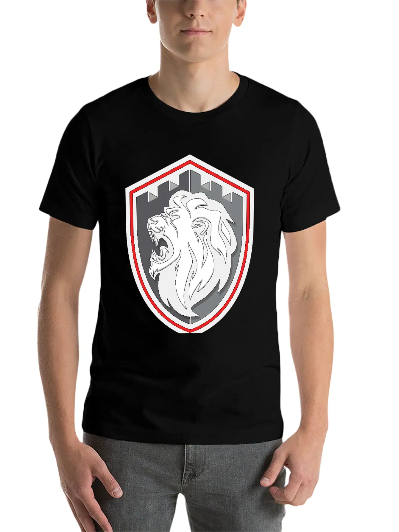 Lion Shield Comfortable Minimalist Graphic Tee – Summer Style Essential