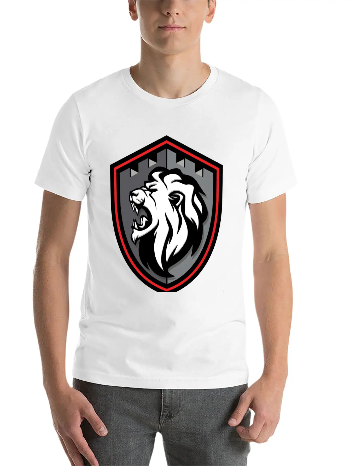 Lion Shield Comfortable Minimalist Graphic Tee – Summer Style Essential