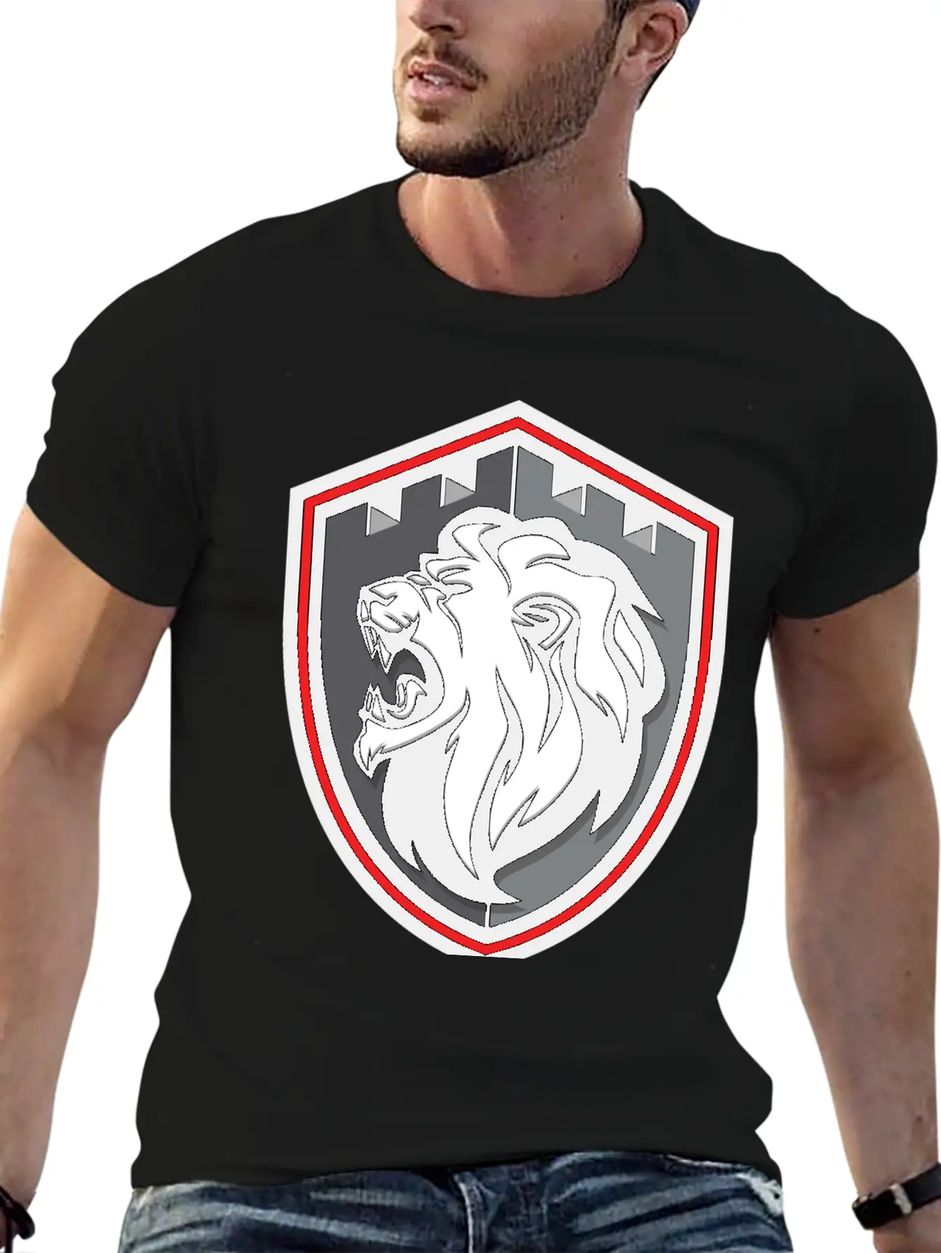 Lion Shield Comfortable Minimalist Graphic Tee – Summer Style Essential