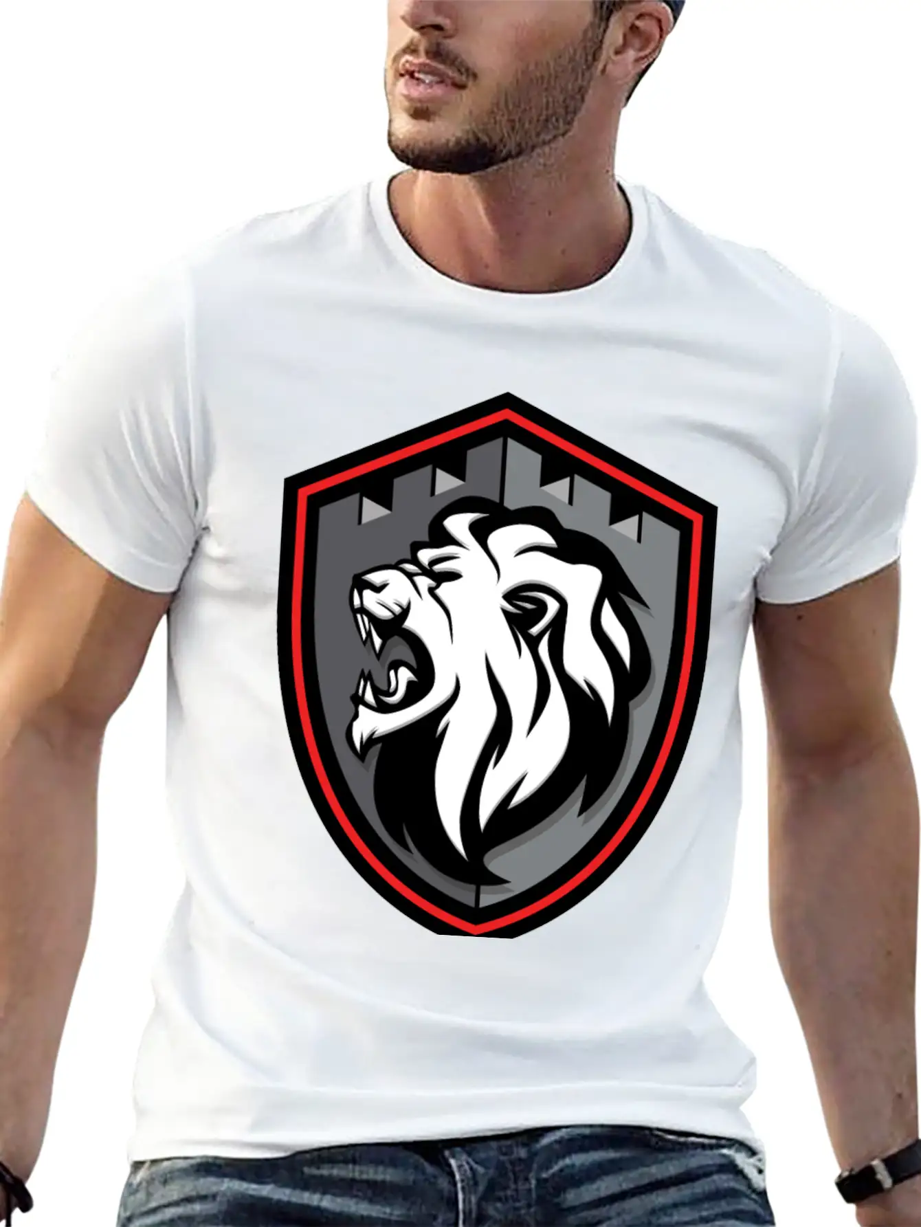 Lion Shield Comfortable Minimalist Graphic Tee – Summer Style Essential