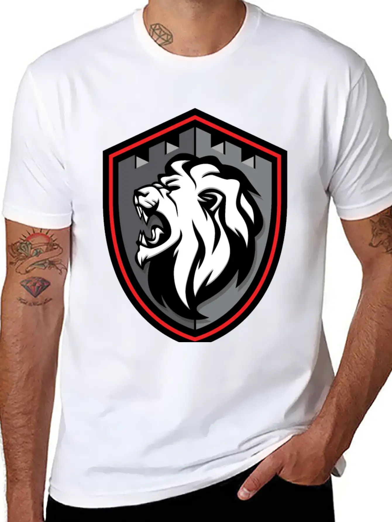 Lion Shield Comfortable Minimalist Graphic Tee – Summer Style Essential