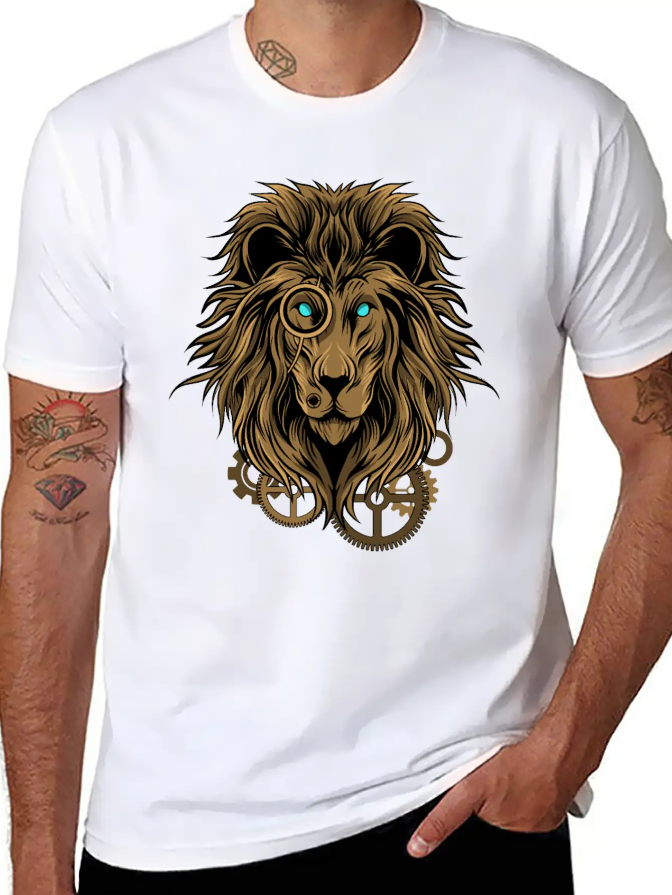 Lion- Techno Style Basic Graphic T-Shirt – Daily Comfort In Soft Cotton