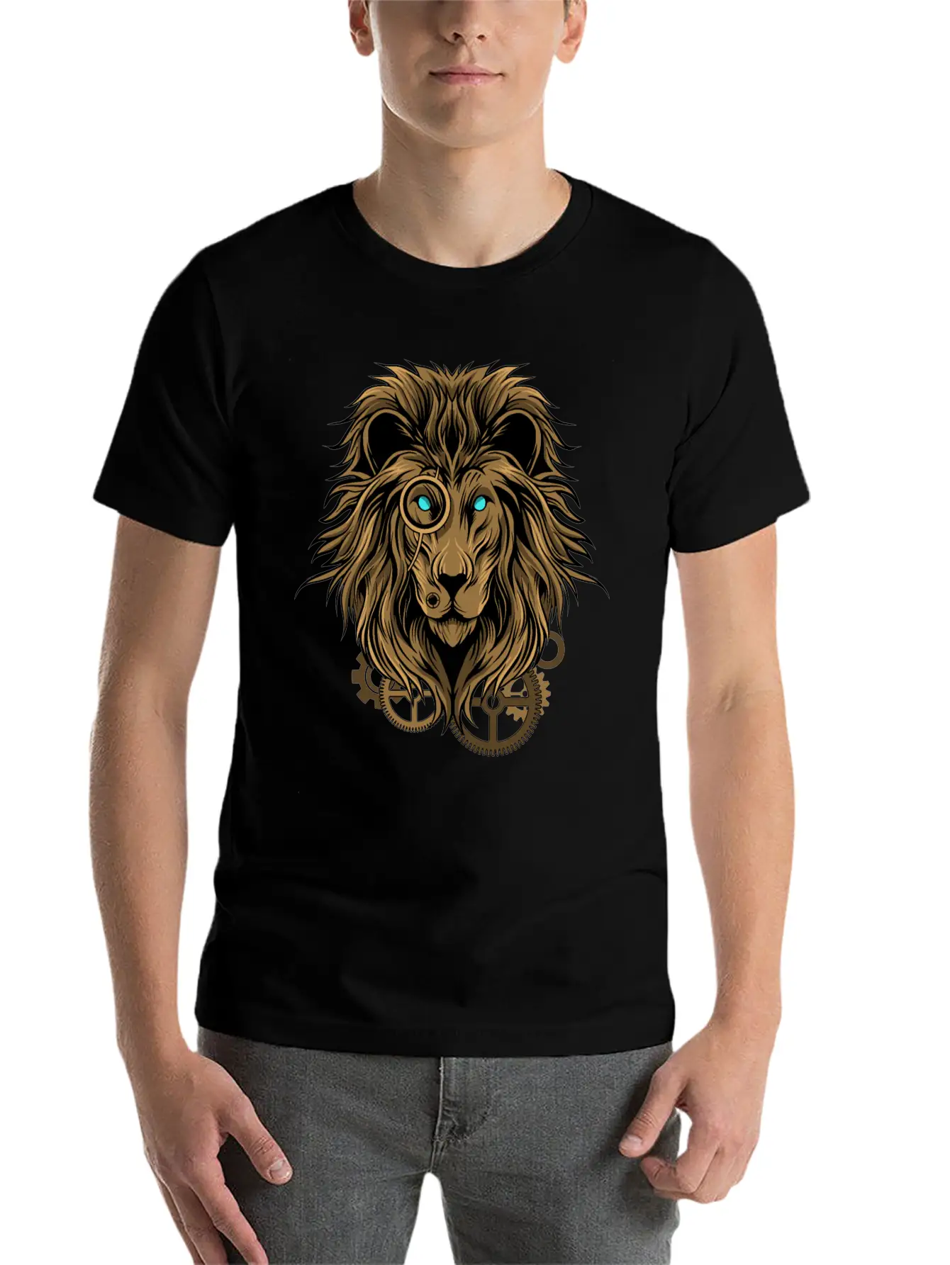 Lion- Techno Style Basic Graphic T-Shirt – Daily Comfort In Soft Cotton