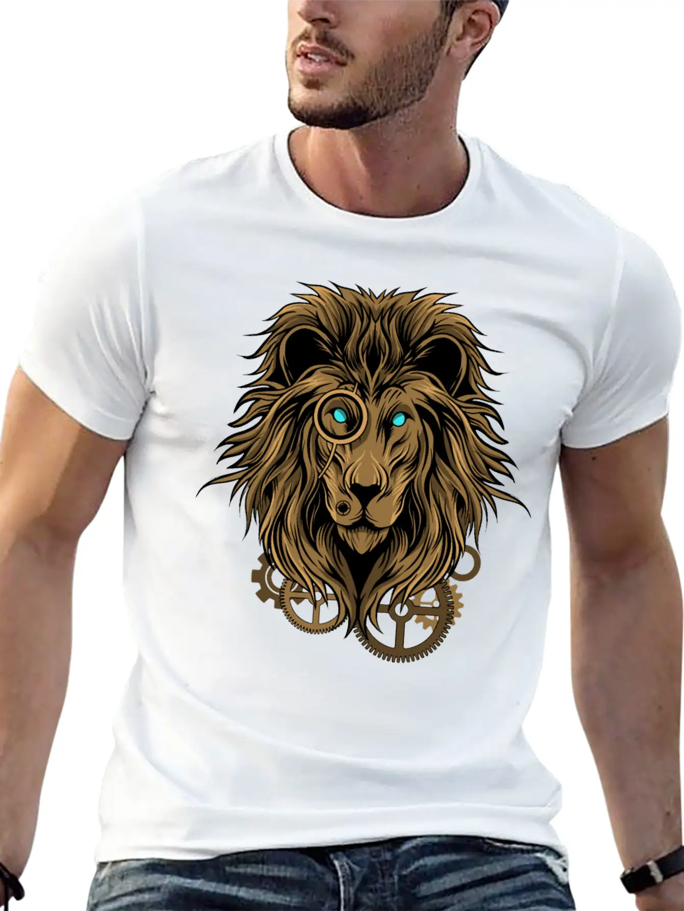 Lion- Techno Style Basic Graphic T-Shirt – Daily Comfort In Soft Cotton
