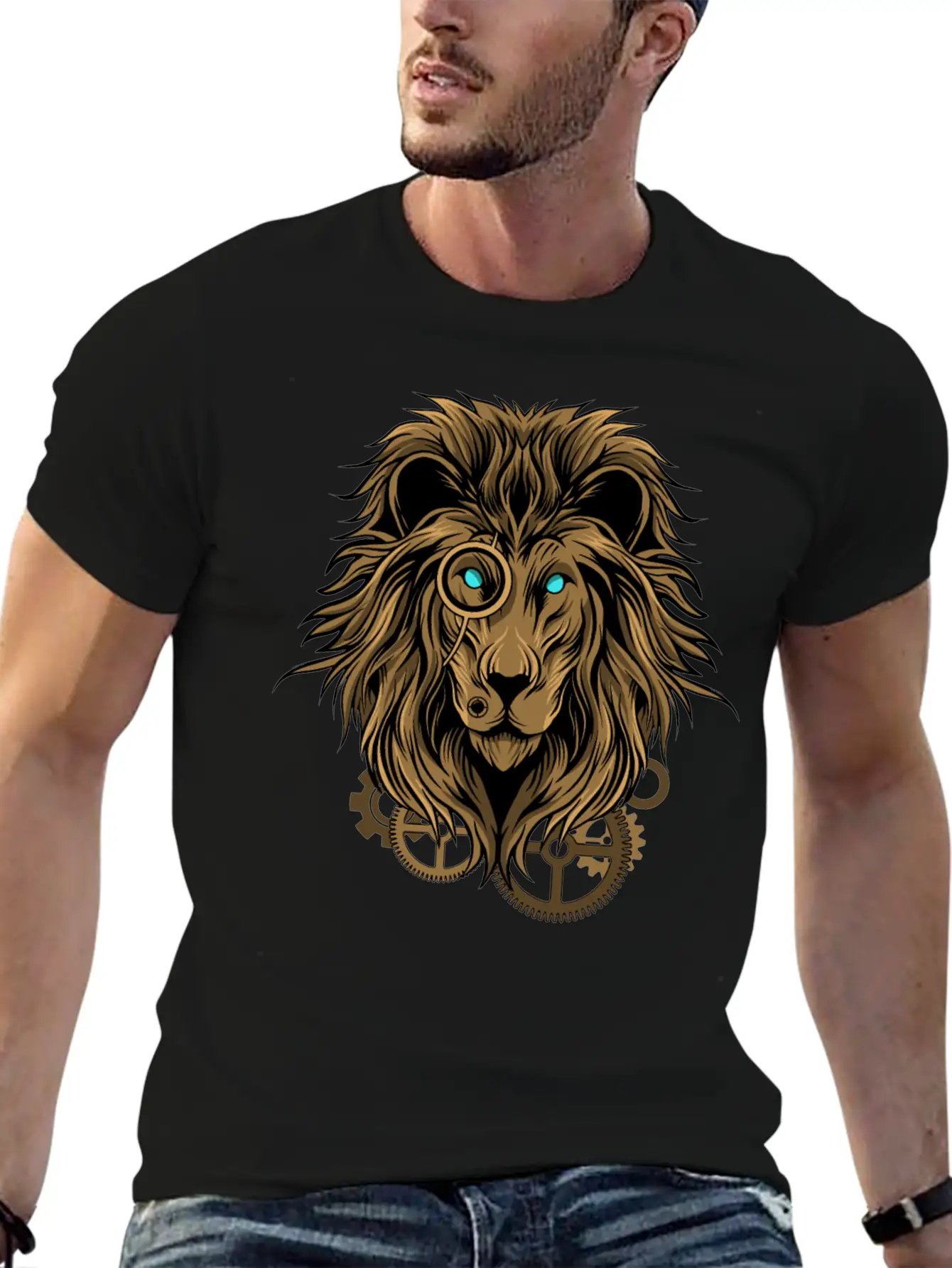 Lion- Techno Style Basic Graphic T-Shirt – Daily Comfort In Soft Cotton