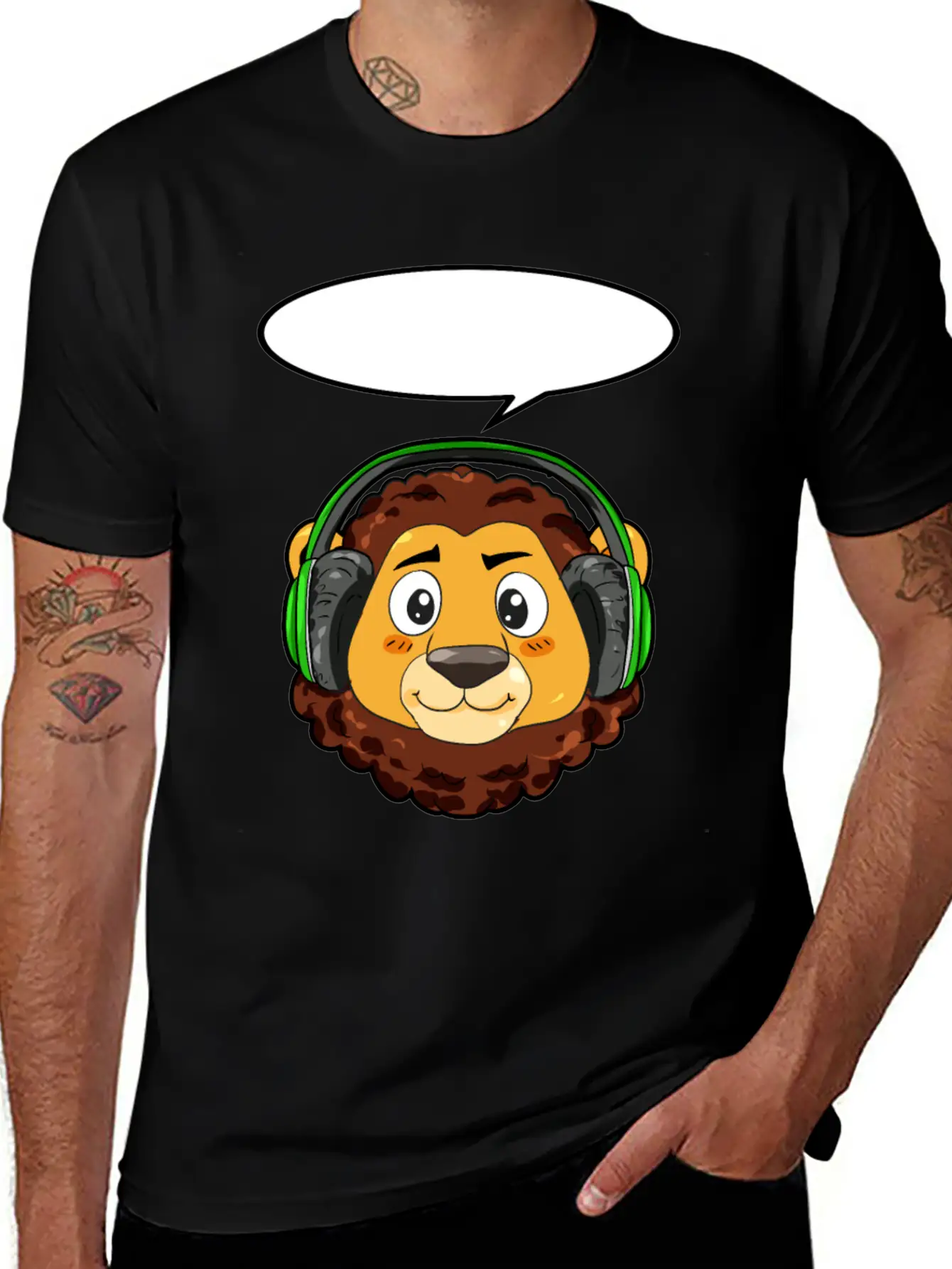 Lion With Headphones Timeless Short Sleeve Tee – Comfy And Minimalist Design
