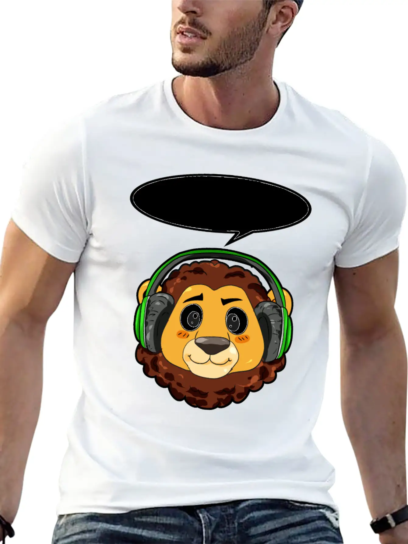 Lion With Headphones Timeless Short Sleeve Tee – Comfy And Minimalist Design
