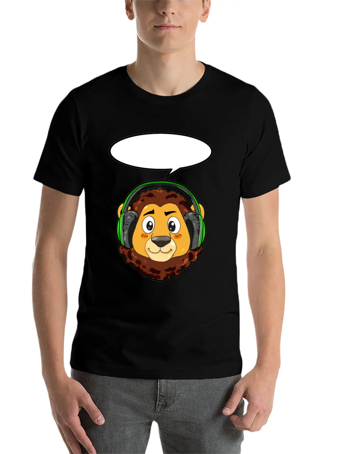 Lion With Headphones Timeless Short Sleeve Tee – Comfy And Minimalist Design