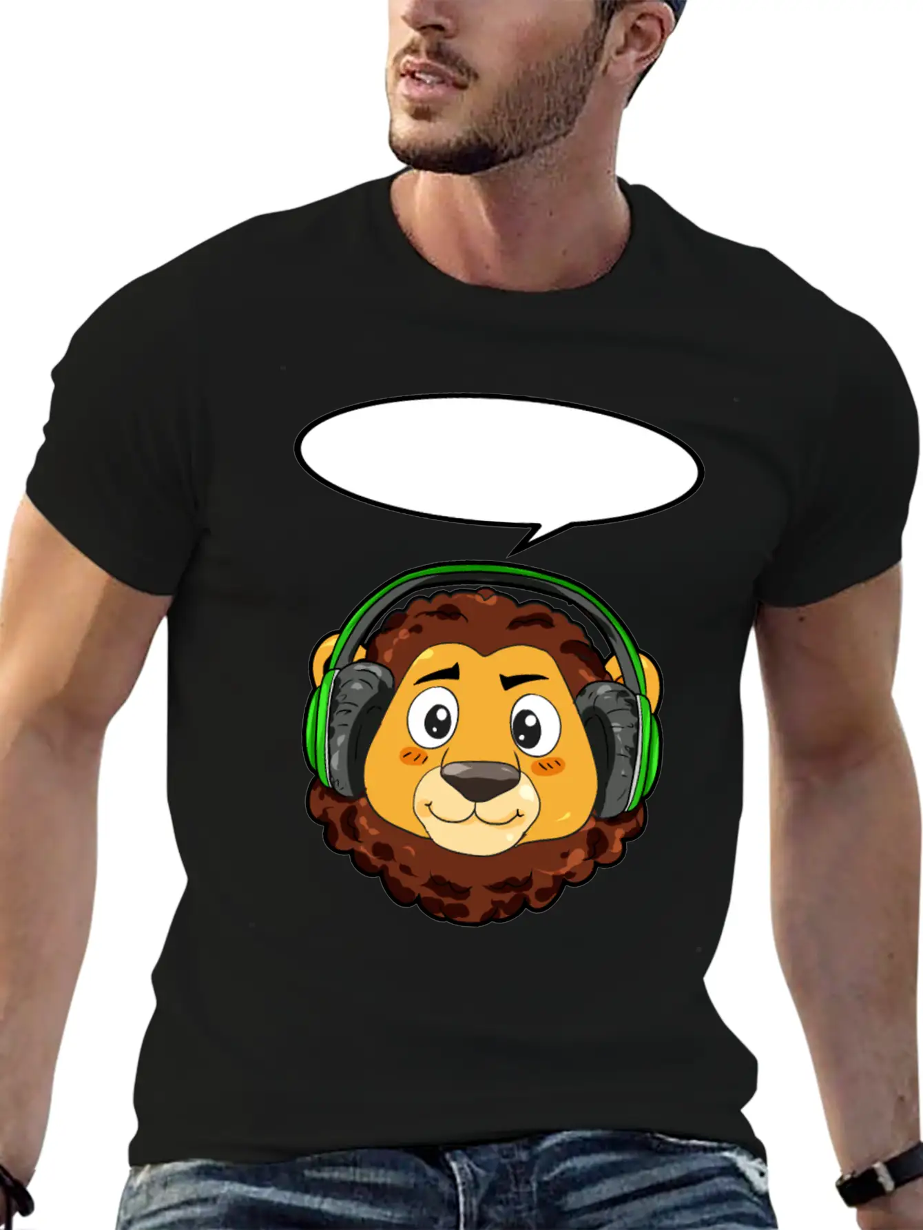 Lion With Headphones Timeless Short Sleeve Tee – Comfy And Minimalist Design