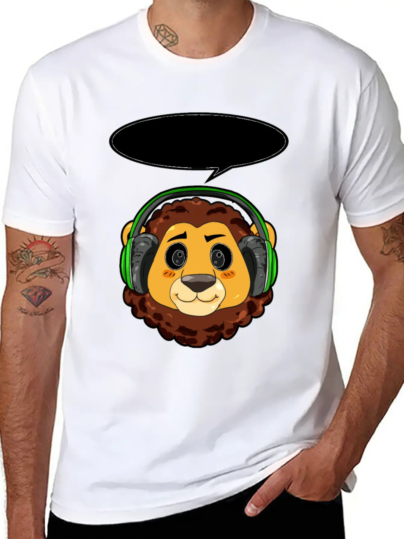 Lion With Headphones Timeless Short Sleeve Tee – Comfy And Minimalist Design