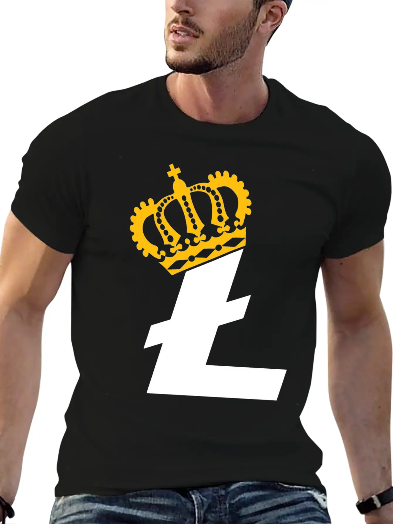 Litecoin King Cryptocurrency Blockchain Digital Stylish Everyday T-Shirt – Unisex Basic Cotton Tee