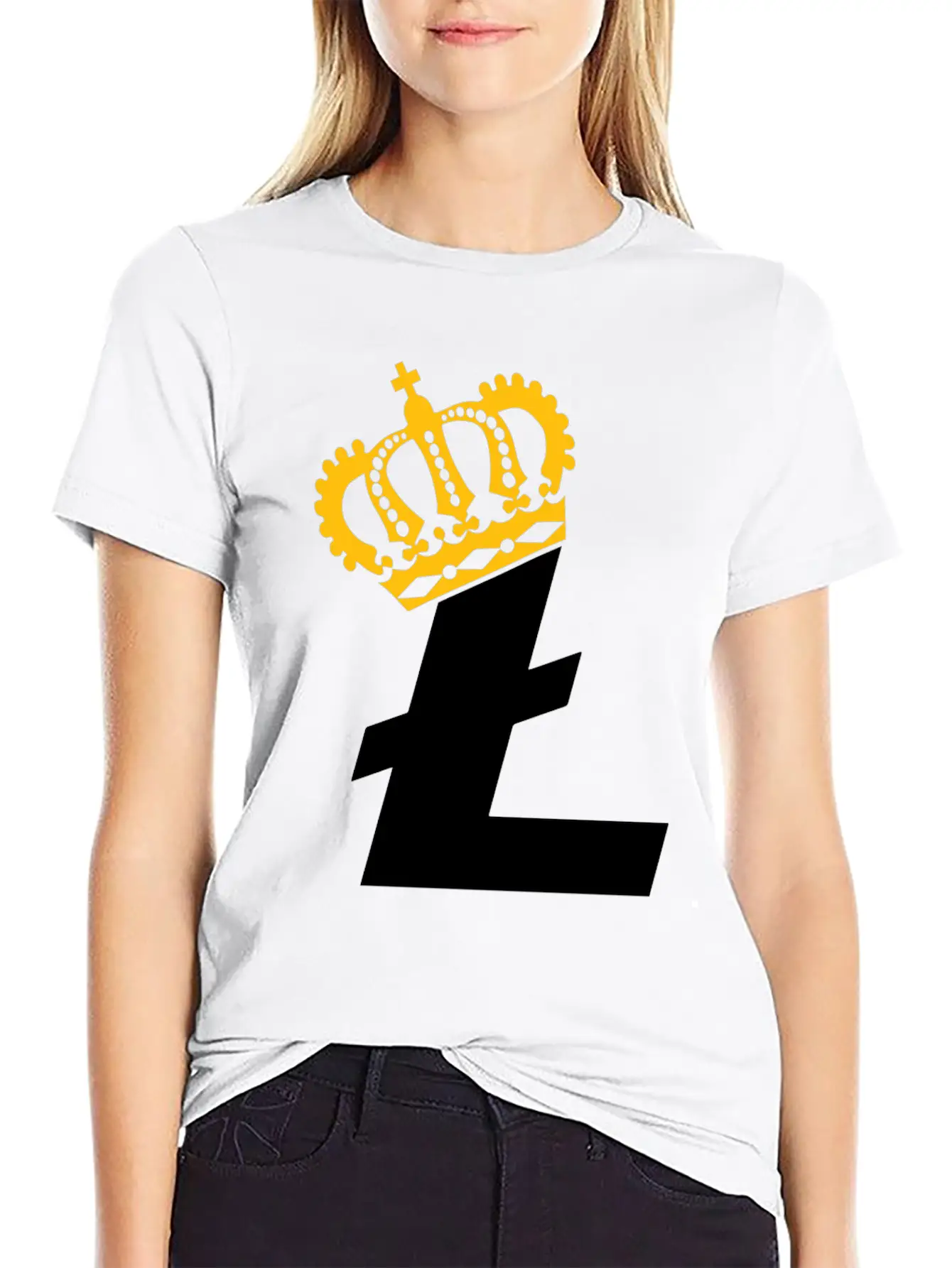 Litecoin King Cryptocurrency Blockchain Digital Stylish Everyday T-Shirt – Unisex Basic Cotton Tee