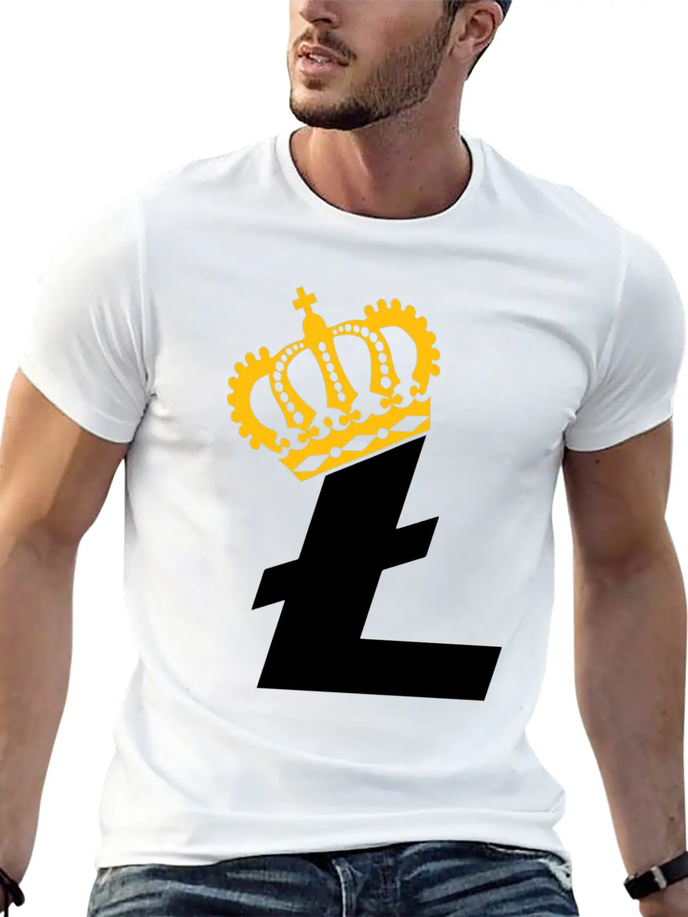 Litecoin King Cryptocurrency Blockchain Digital Stylish Everyday T-Shirt – Unisex Basic Cotton Tee