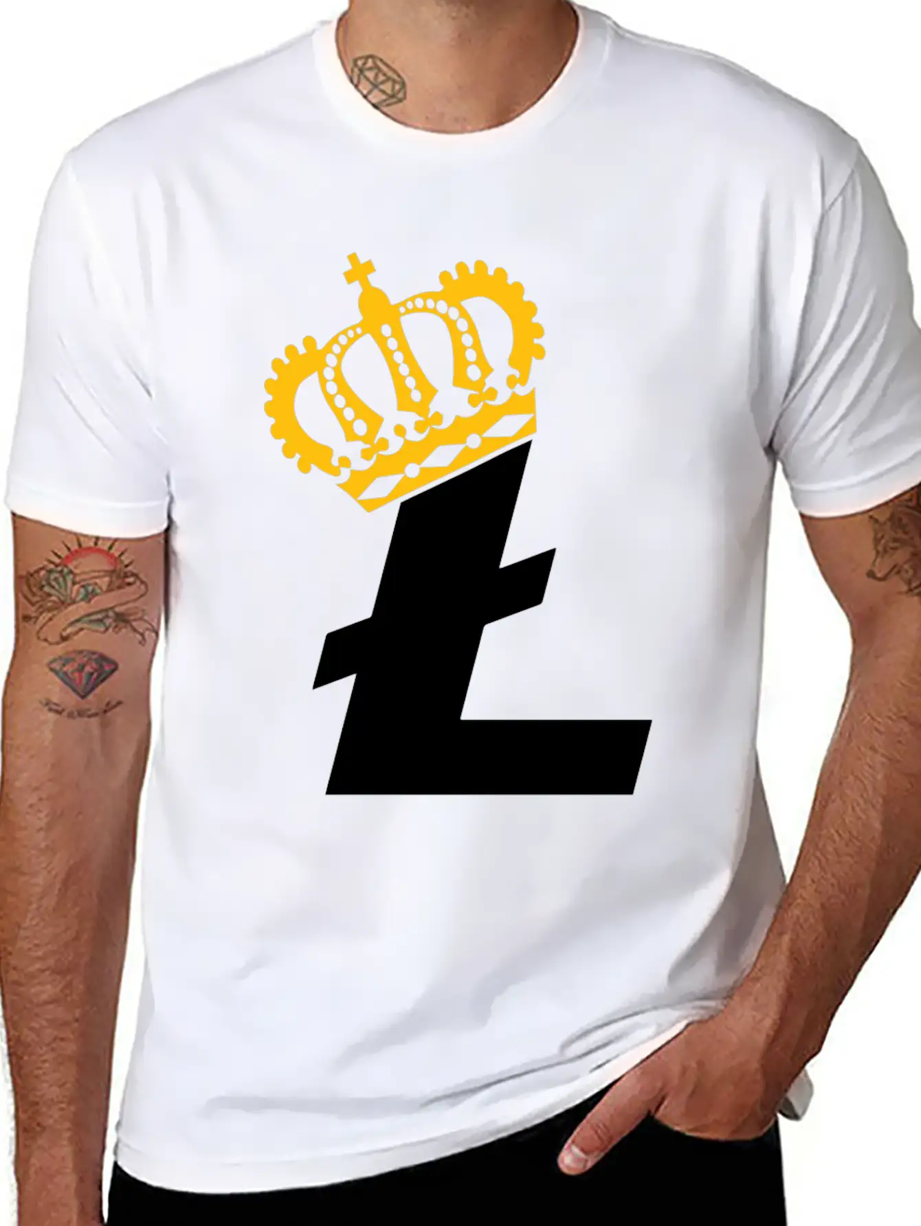 Litecoin King Cryptocurrency Blockchain Digital Stylish Everyday T-Shirt – Unisex Basic Cotton Tee