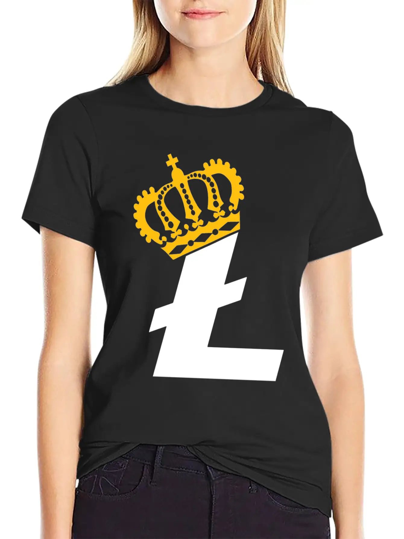 Litecoin King Cryptocurrency Blockchain Digital Stylish Everyday T-Shirt – Unisex Basic Cotton Tee
