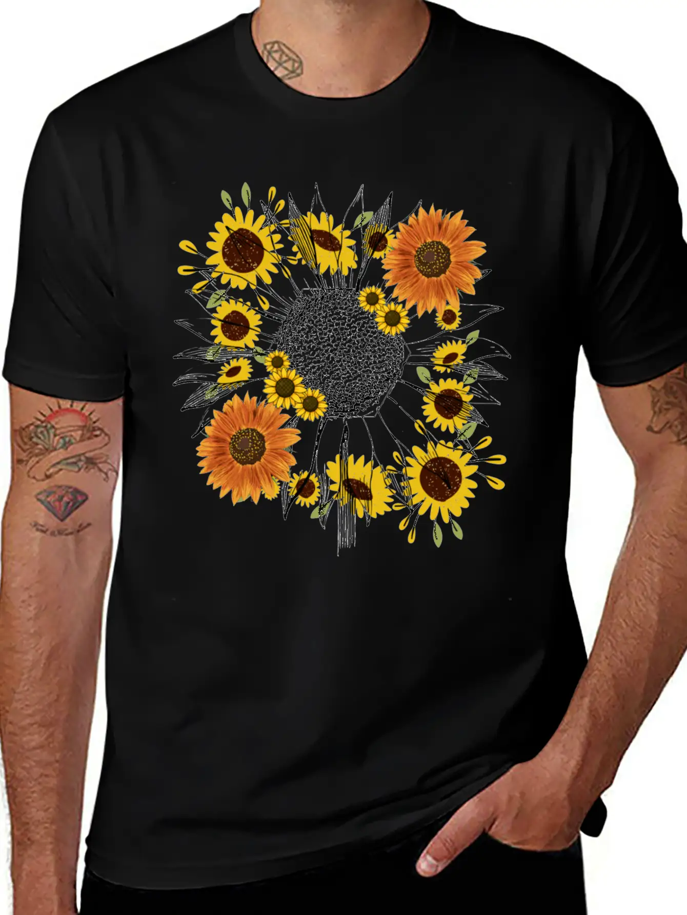 Little Aesthetic Sunflower Unisex Short Sleeve Soft Cotton T-Shirt – Casual Everyday Wear