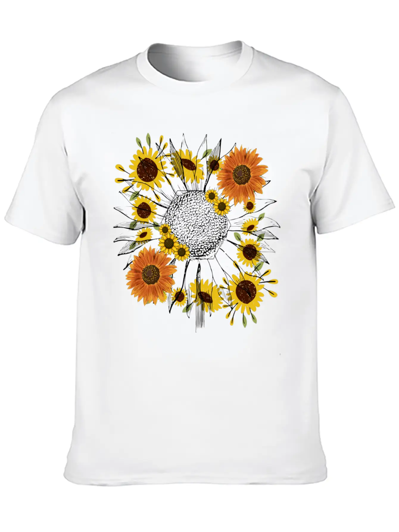 Little Aesthetic Sunflower Unisex Short Sleeve Soft Cotton T-Shirt – Casual Everyday Wear