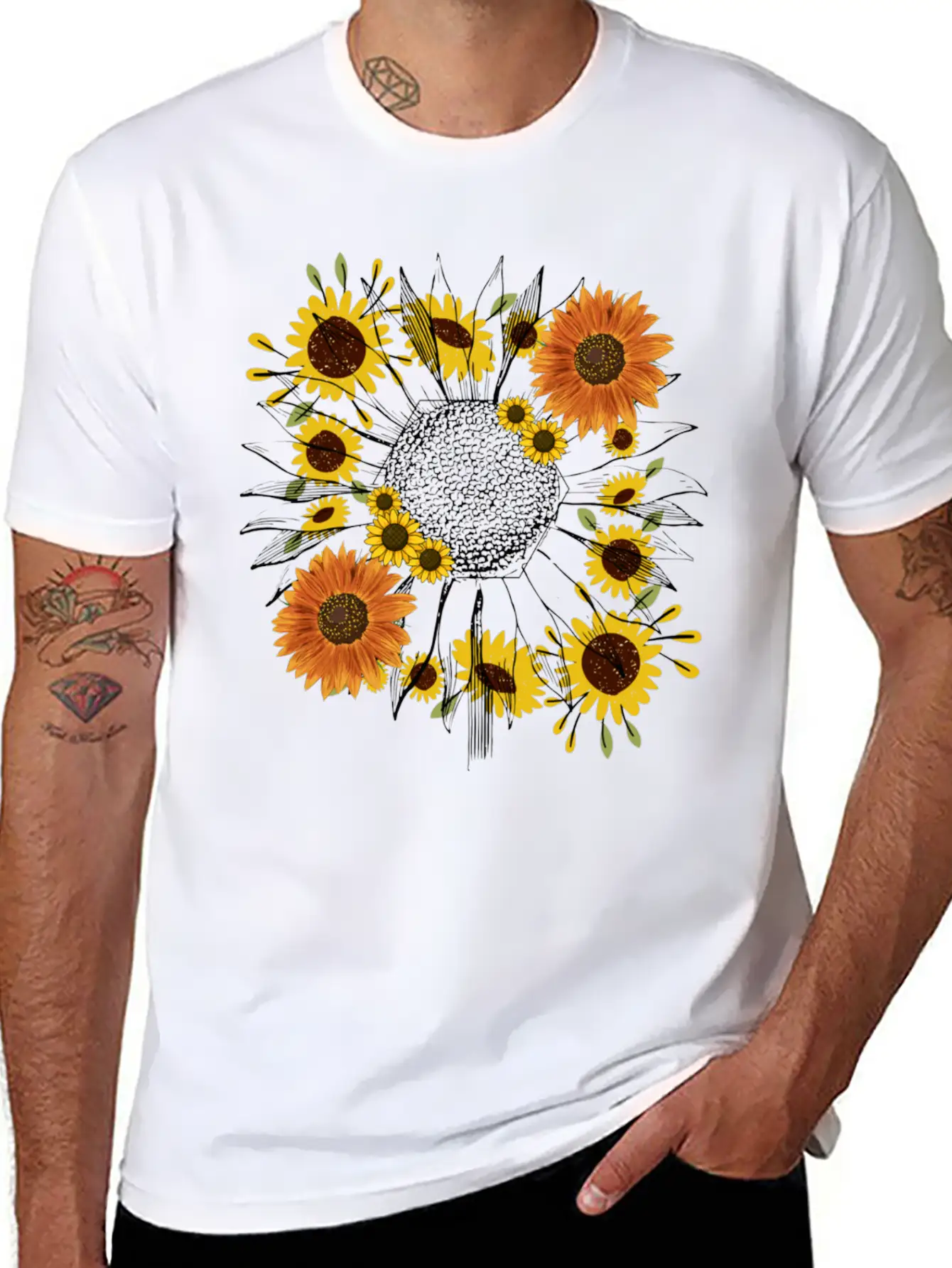Little Aesthetic Sunflower Unisex Short Sleeve Soft Cotton T-Shirt – Casual Everyday Wear
