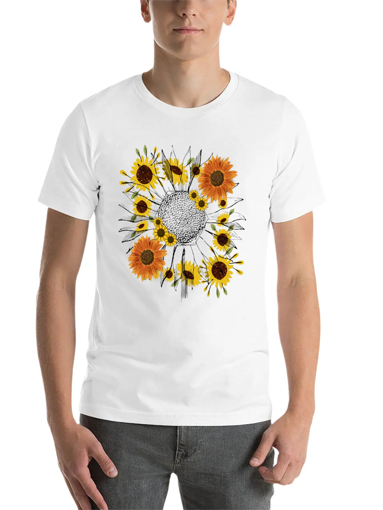 Little Aesthetic Sunflower Unisex Short Sleeve Soft Cotton T-Shirt – Casual Everyday Wear