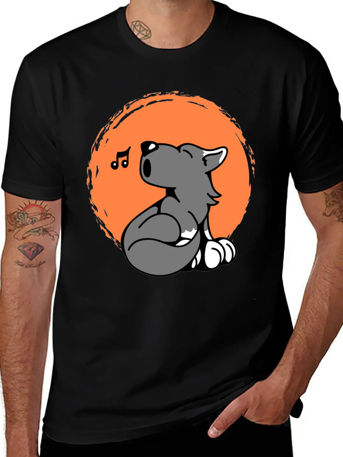 Little Wolf Howls At The Moon Stylish Everyday T-Shirt – Unisex Basic Cotton Tee
