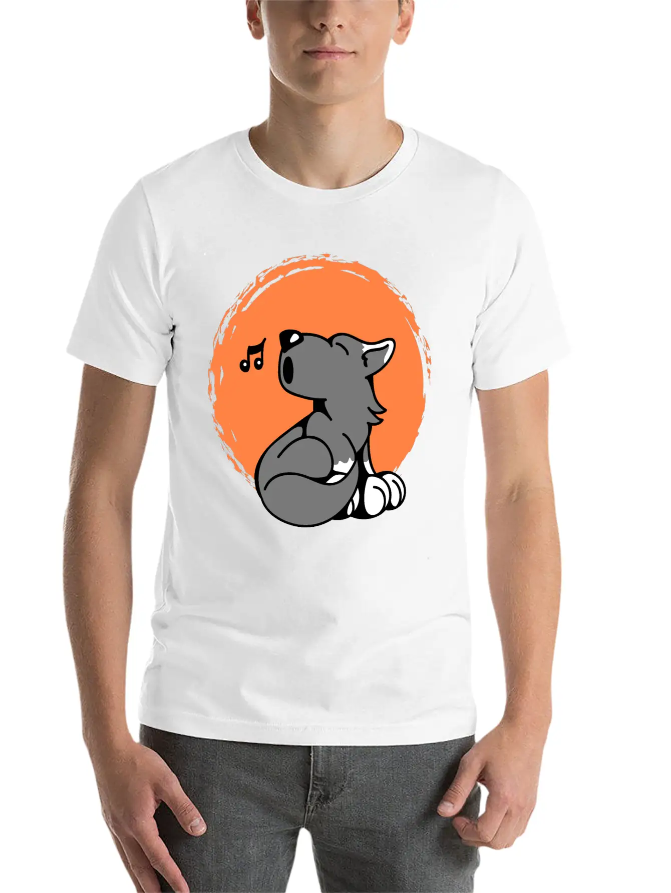Little Wolf Howls At The Moon Stylish Everyday T-Shirt – Unisex Basic Cotton Tee