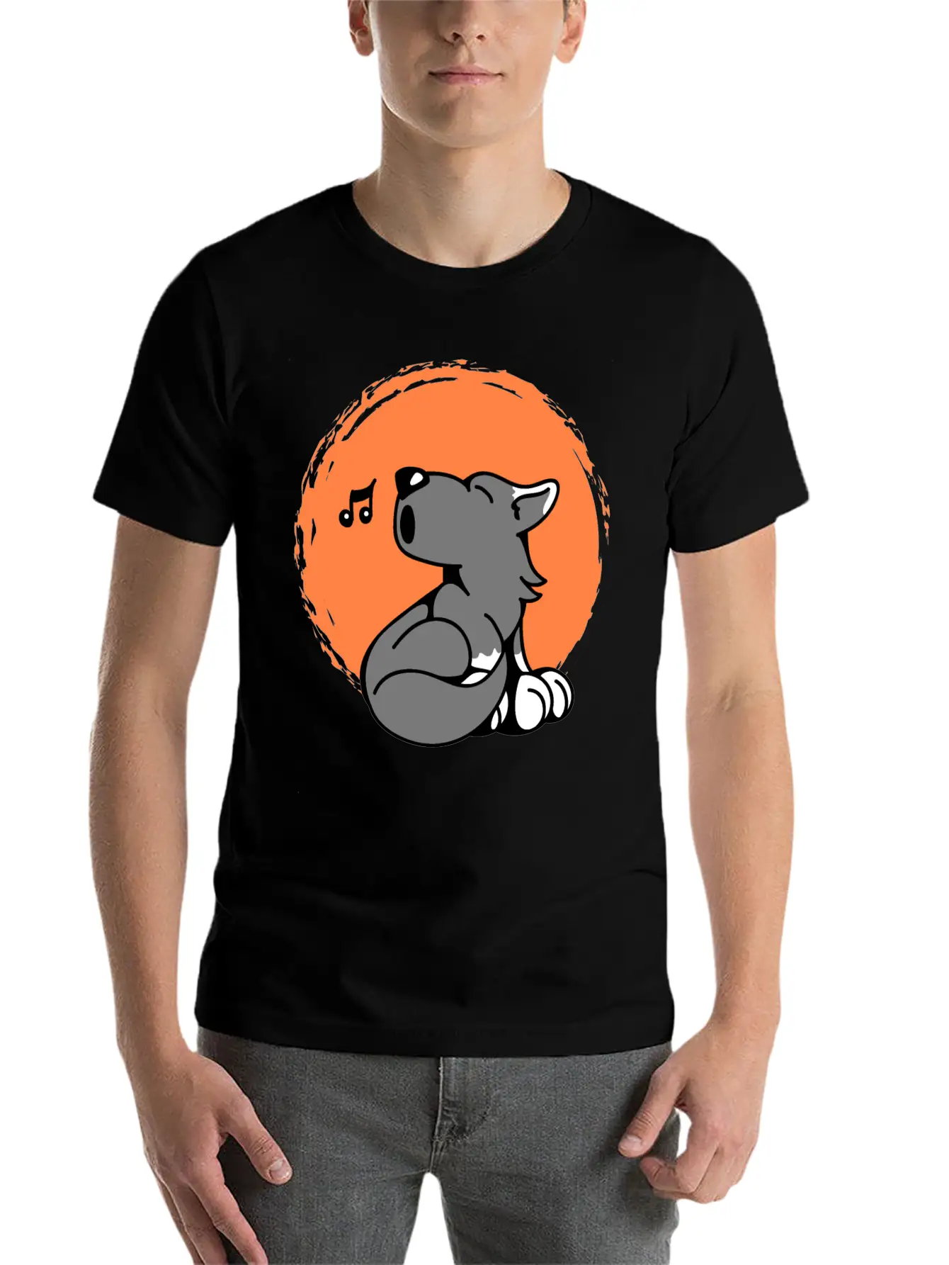 Little Wolf Howls At The Moon Stylish Everyday T-Shirt – Unisex Basic Cotton Tee