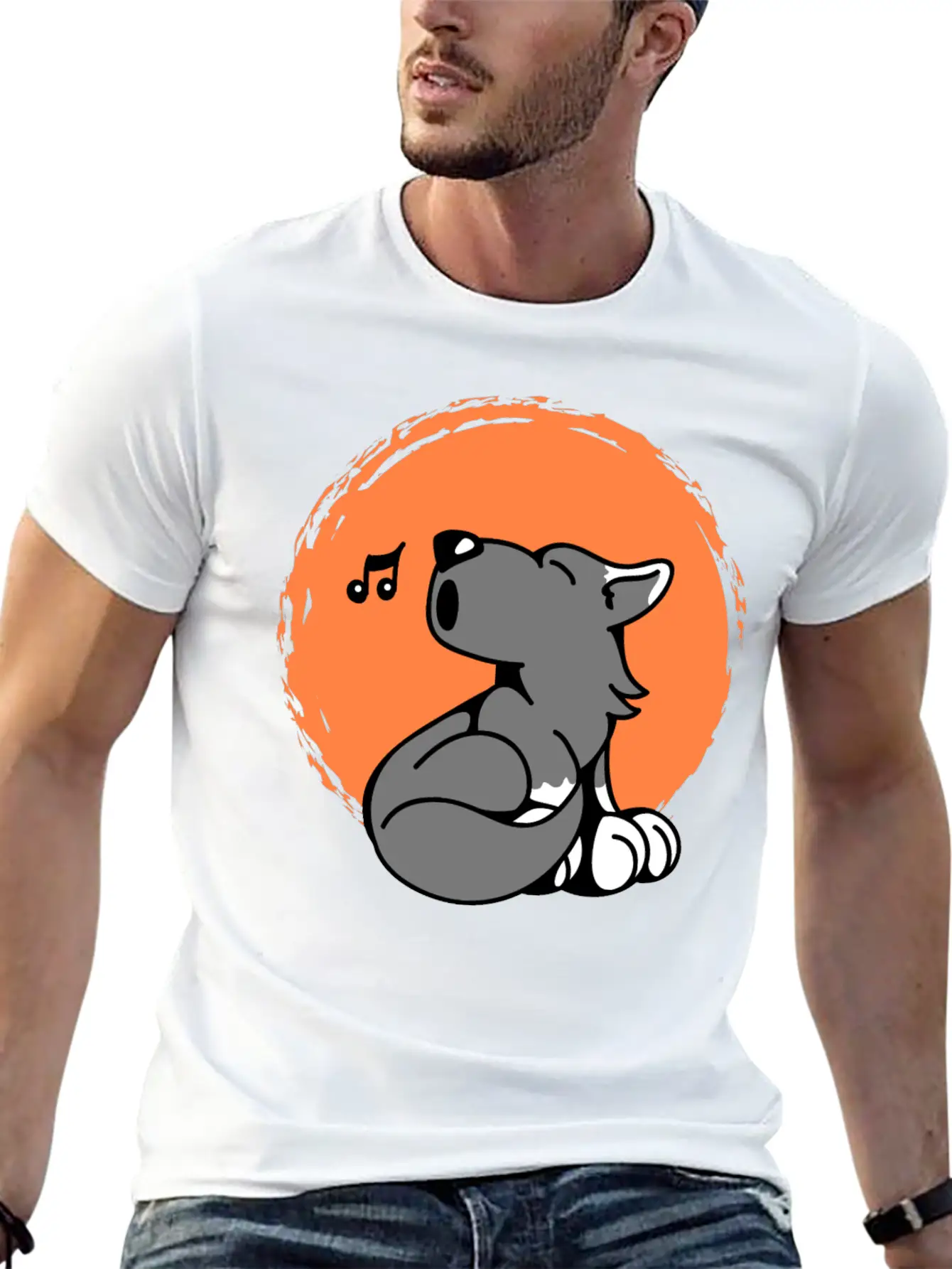 Little Wolf Howls At The Moon Stylish Everyday T-Shirt – Unisex Basic Cotton Tee