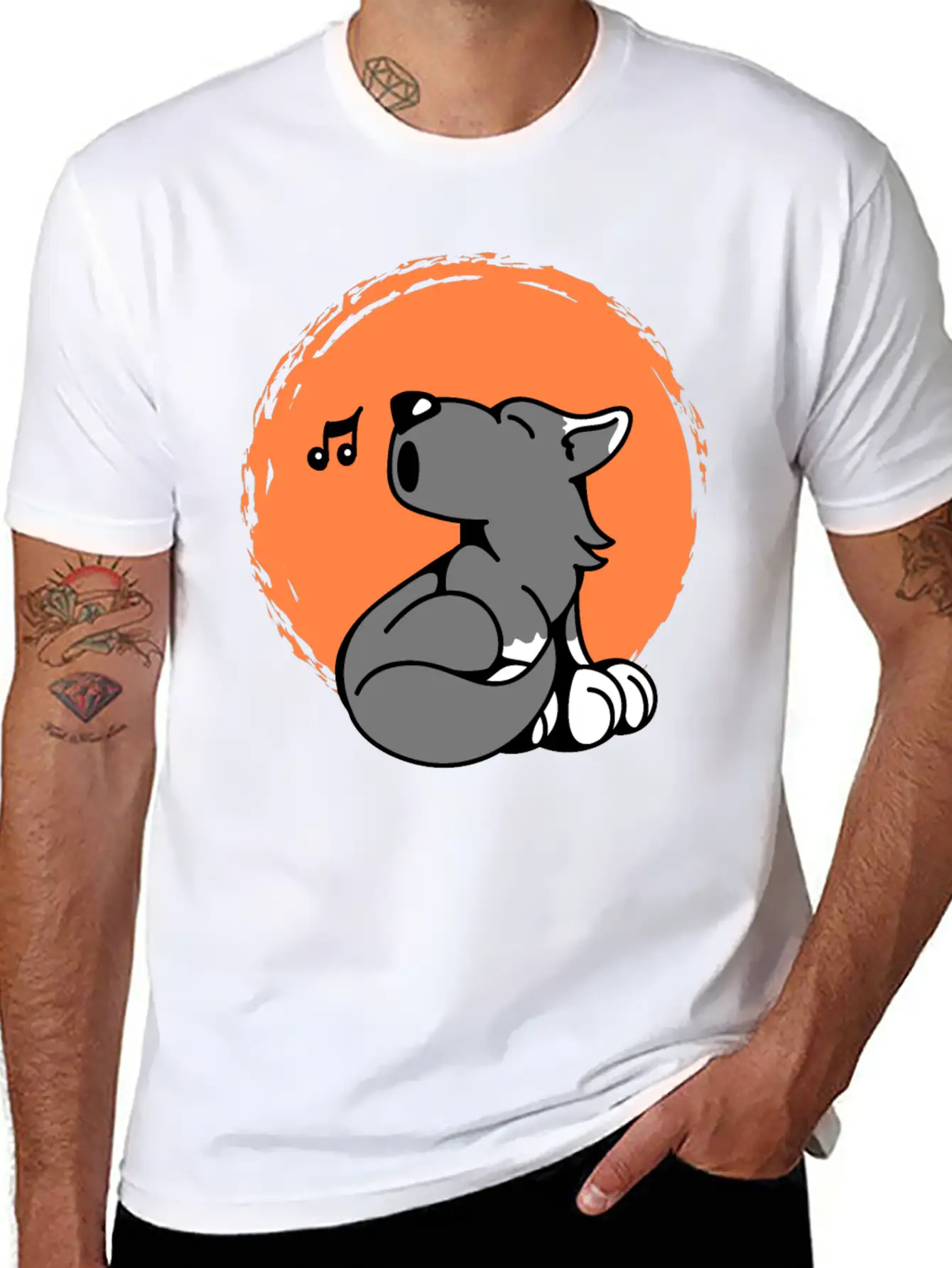 Little Wolf Howls At The Moon Stylish Everyday T-Shirt – Unisex Basic Cotton Tee