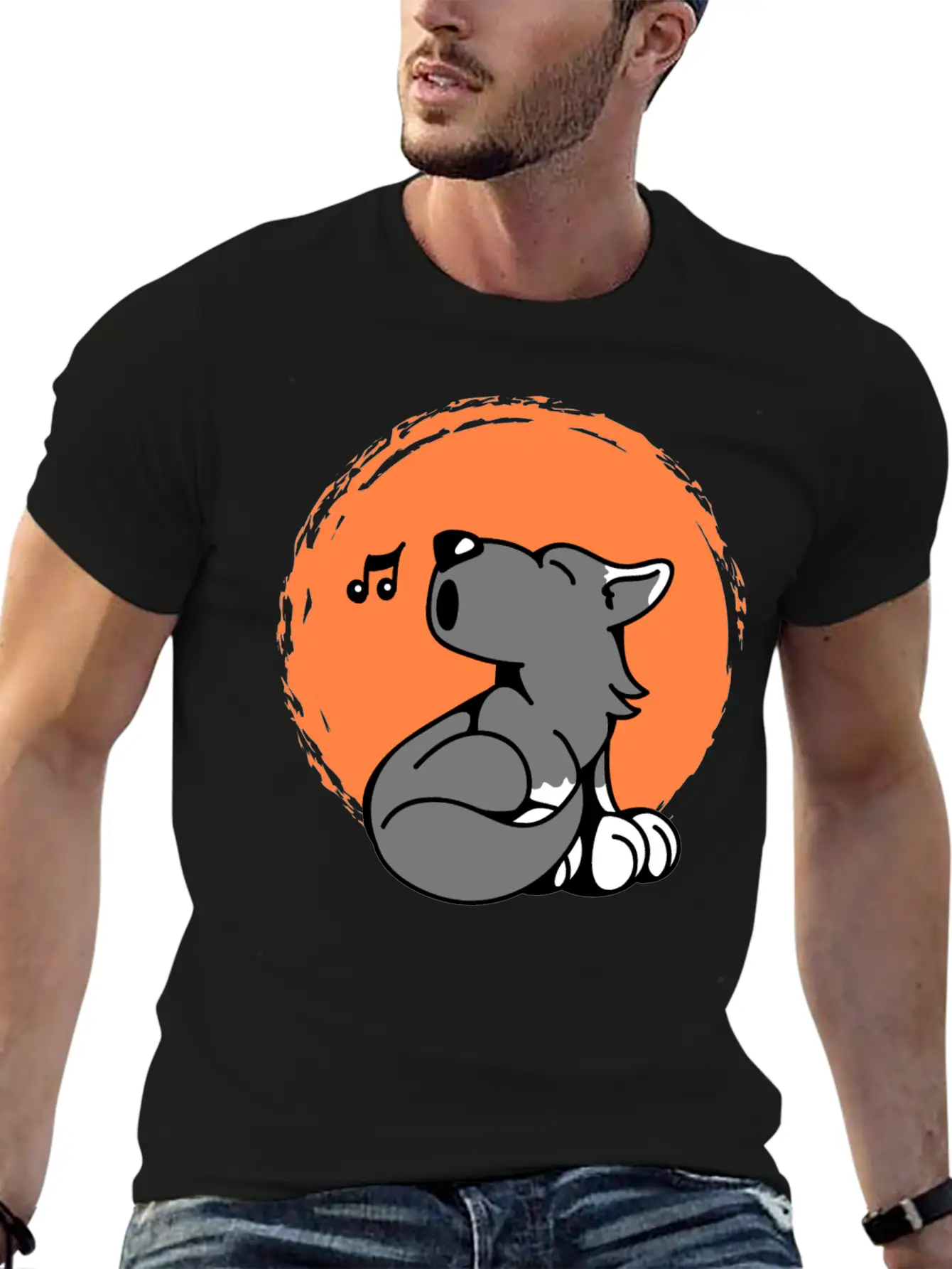 Little Wolf Howls At The Moon Stylish Everyday T-Shirt – Unisex Basic Cotton Tee