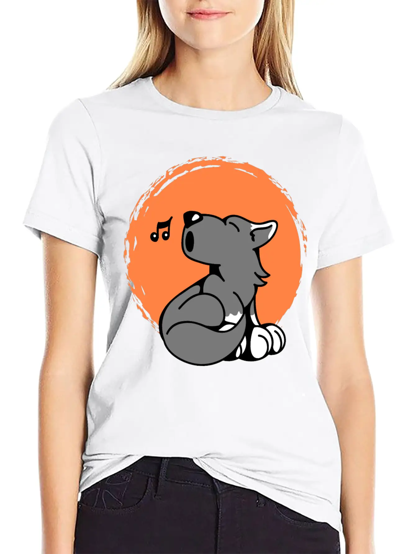 Little Wolf Howls At The Moon Stylish Everyday T-Shirt – Unisex Basic Cotton Tee